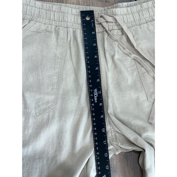 Est 1946 Cato Linen Blend Wide Leg Pant Womens Small Khaki Elastic Waist Pockets - Picture 7 of 9